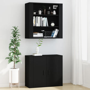 Mobile a Parete Nero 80x33x80 cm in Legno Multistrato cod mxl 65637