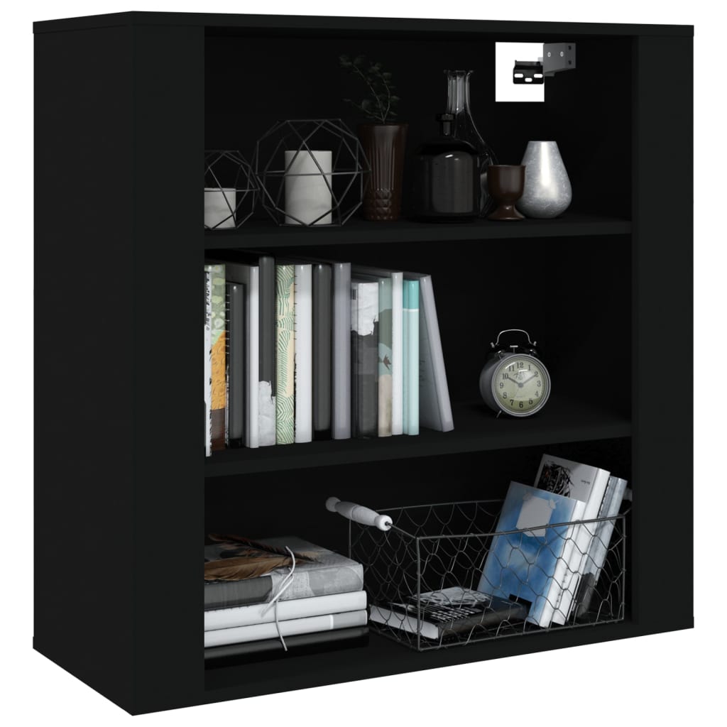 Mobile a Parete Nero 80x33x80 cm in Legno Multistrato cod mxl 65637