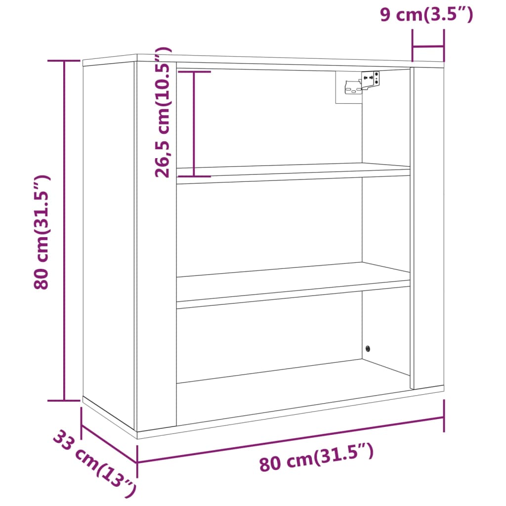 Armadietto a Muro Rovere Fumo 80x33x80 cm in Legno Multistrato cod 11340