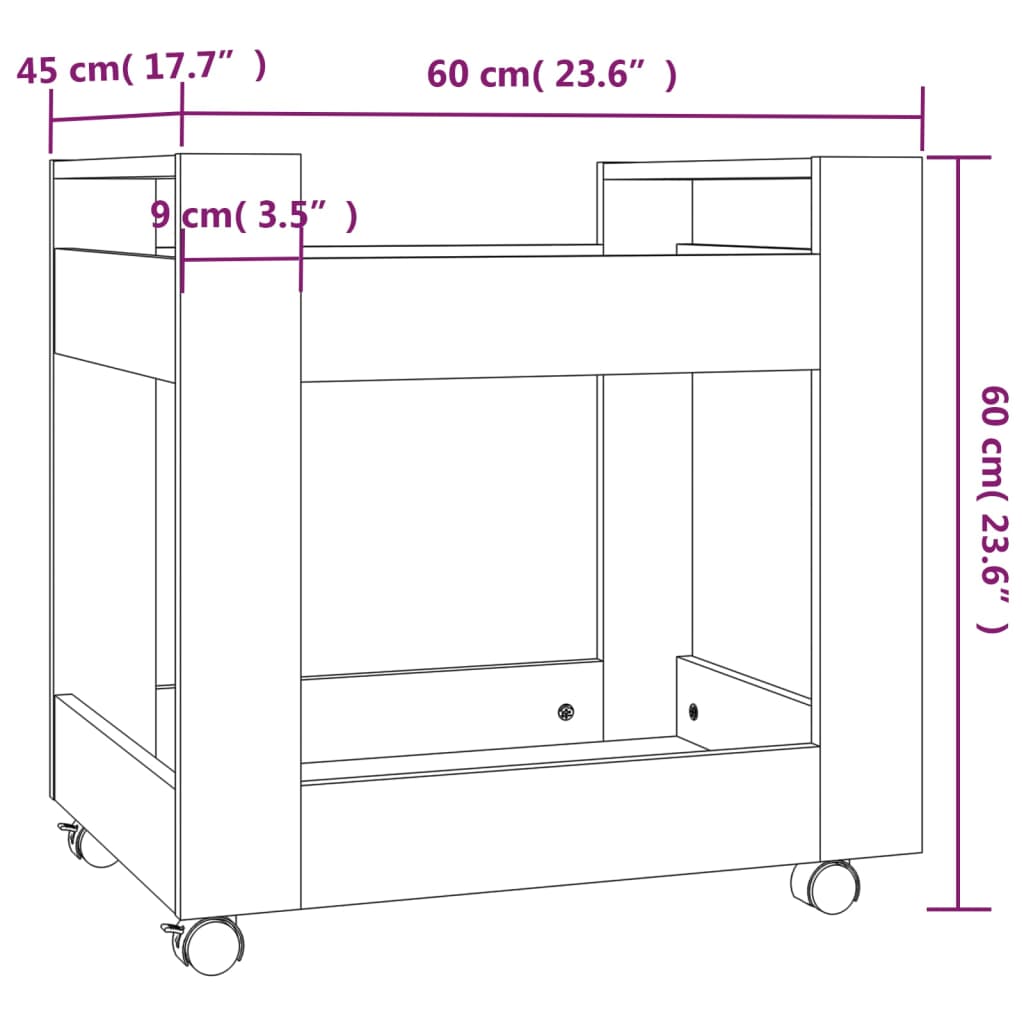 Carrello per Scrivania Nero 60x45x60 cm in Legno Multistrato cod mxl 39159