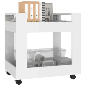 Carrello Scrivania bianco lucido 60x45x60 cm Legno Multistrato cod mxl 51322