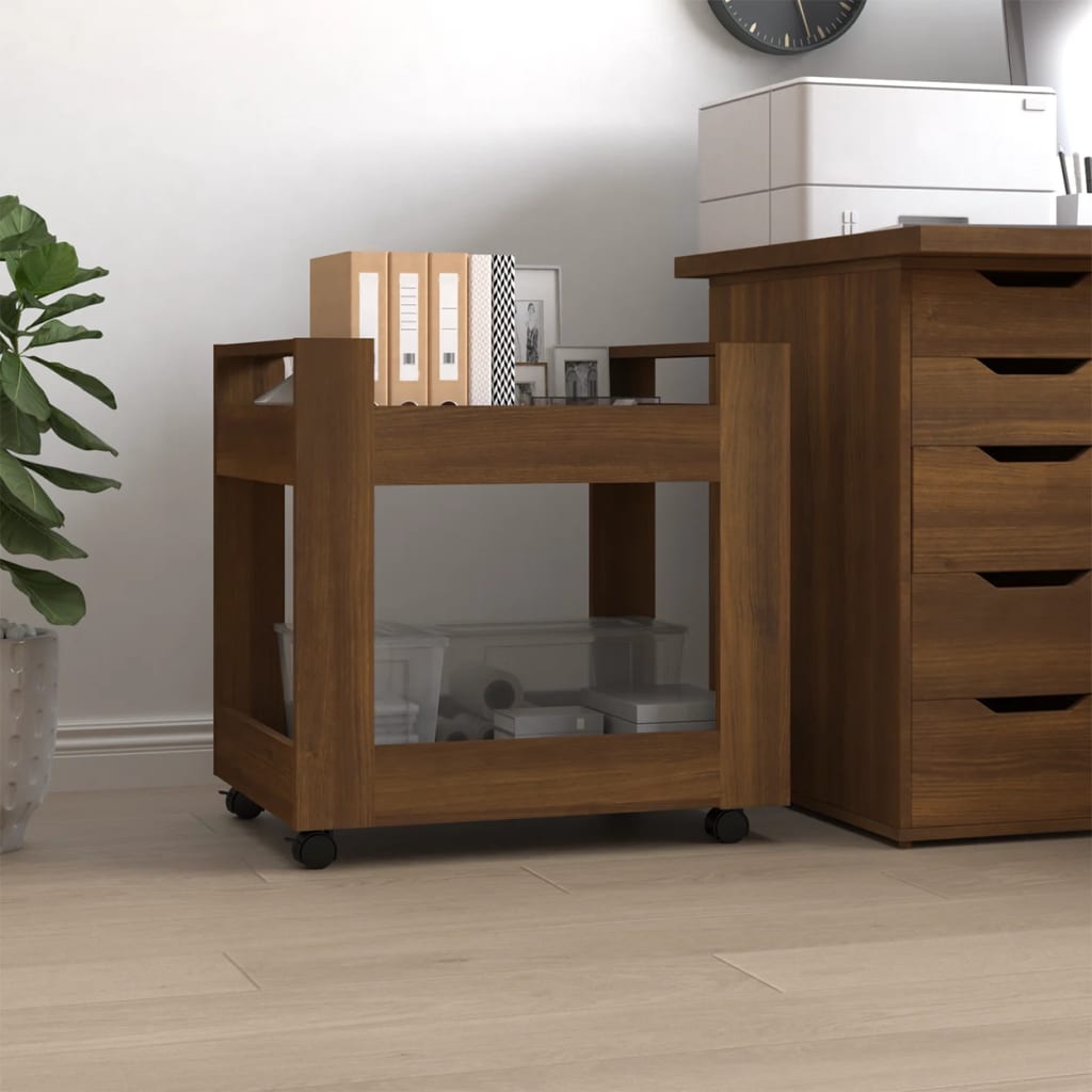 Carrello Scrivania Rovere Marrone 60x45x60 cm Legno Multistrato 816607