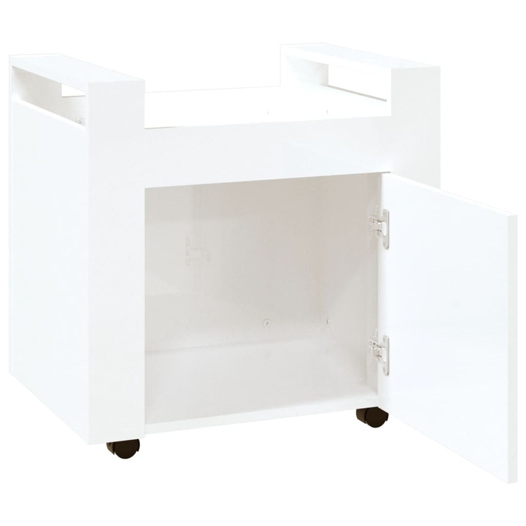 Carrello Scrivania bianco lucido 60x45x60 cm Legno Multistrato