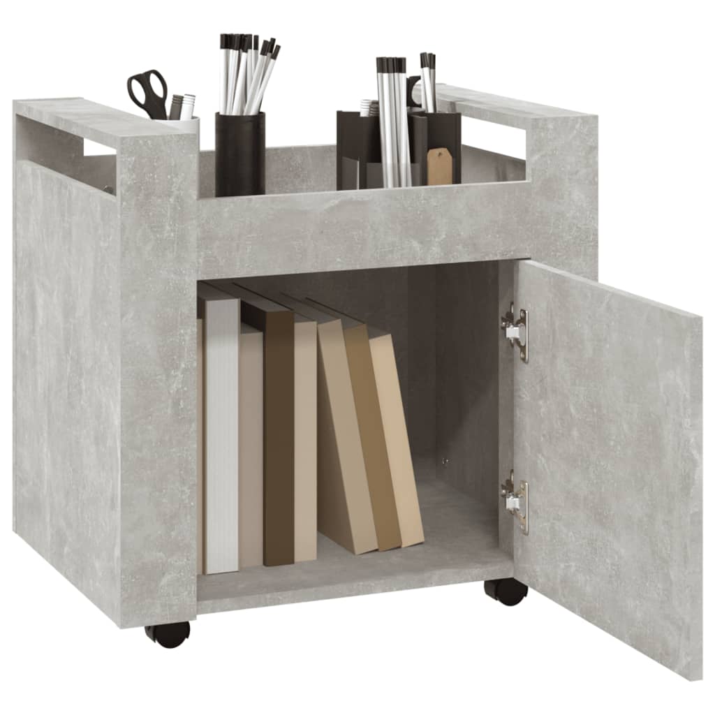 Carrello Scrivania Grigio cemento 60x45x60 cm Legno Multistrato