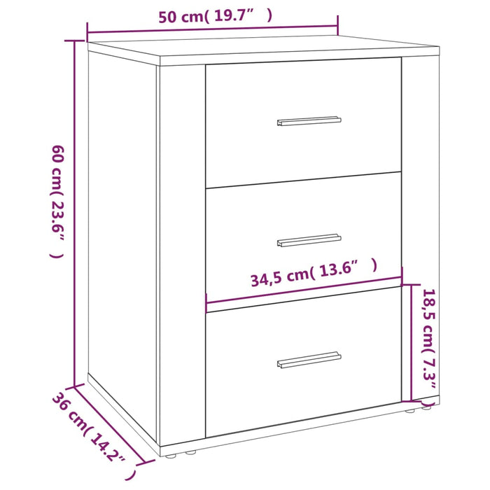 Comodino Rovere Fumo 50x36x60 cm Legno Multistrato 816717