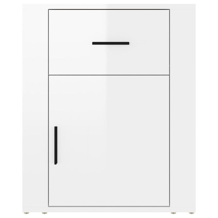 Comodino Bianco Lucido 50x36x60 cm in Legno Multistrato 816722