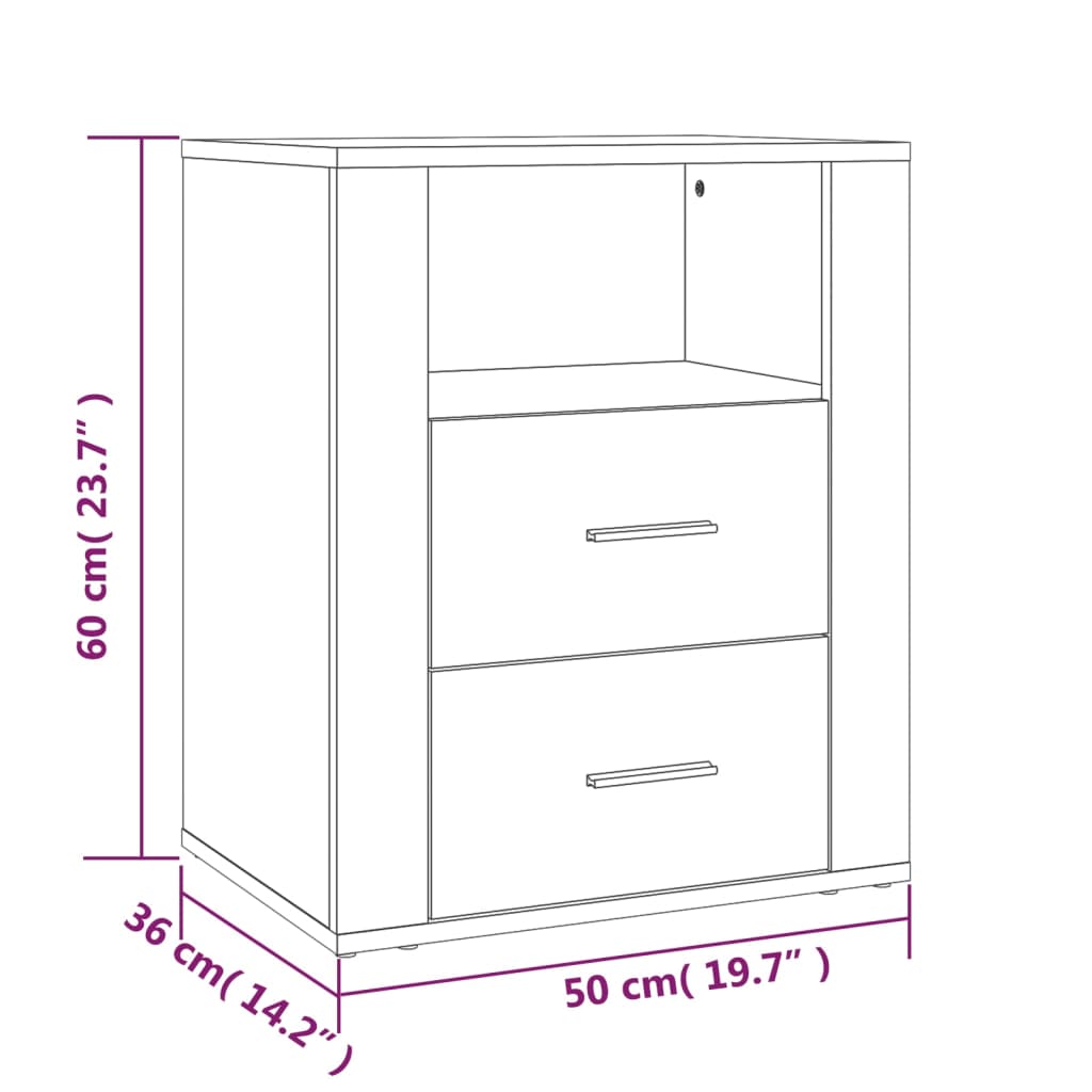 Comodino Rovere Fumo 50x36x60 cm Legno Multistrato cod mxl 30004