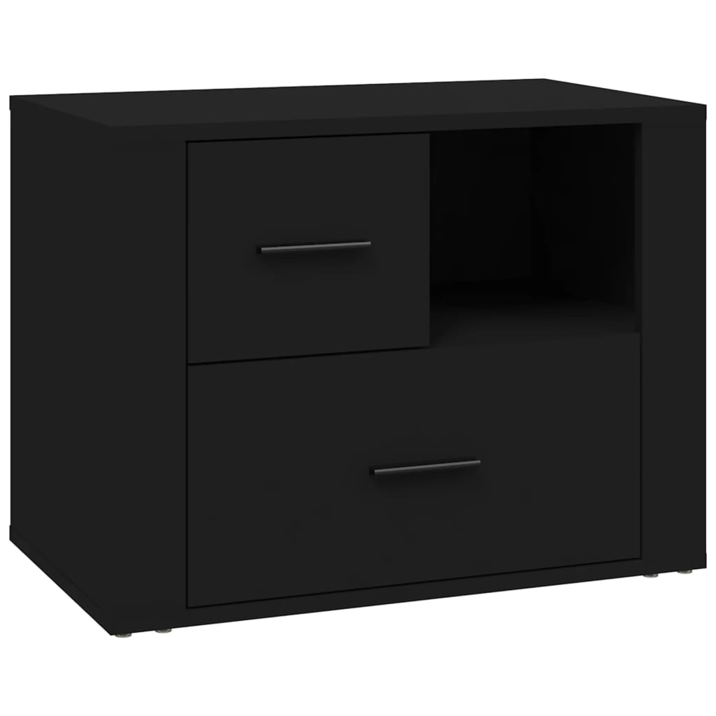 Comodino Nero 60x36x45 cm in Legno Multistrato 816737