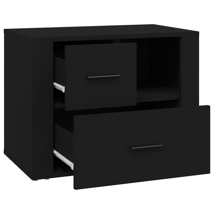 Comodino Nero 60x36x45 cm in Legno Multistrato 816737