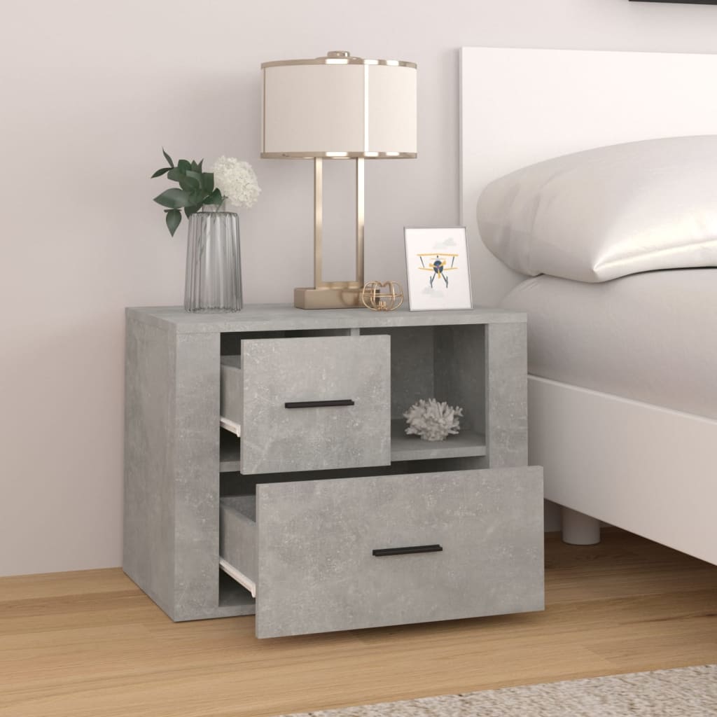 Comodino Grigio Cemento 60x36x45 cm in Legno Multistrato cod mxl 30632