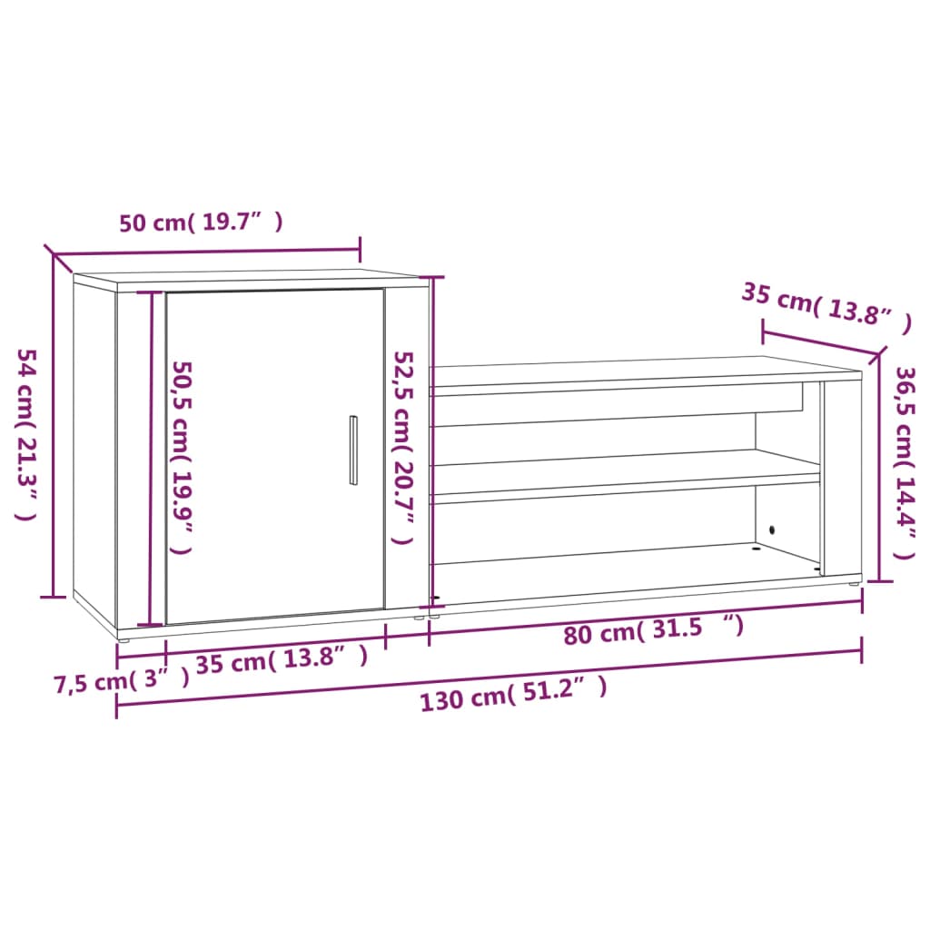 Scarpiera Nera 130x35x54 cm in Legno Multistrato cod mxl 46148