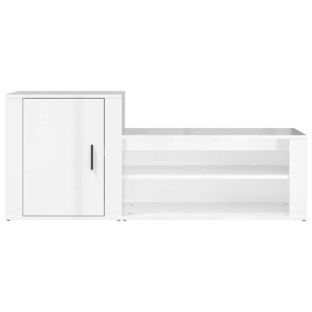 Scarpiera Bianco Lucido 130x35x54 cm in Legno Multistrato 816746