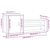 Scarpiera Rovere Fumo 130x35x54 cm in Legno Multistrato