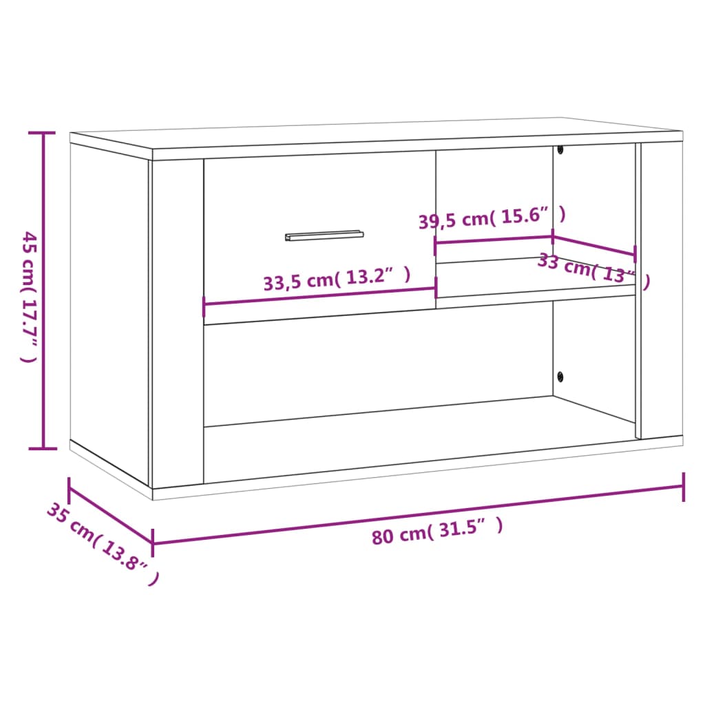 Scarpiera Bianca 80x35x45 cm in Legno Multistrato cod mxl 43559