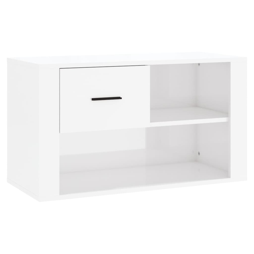 Scarpiera Bianco Lucido 80x35x45 cm in Legno Multistrato 816754