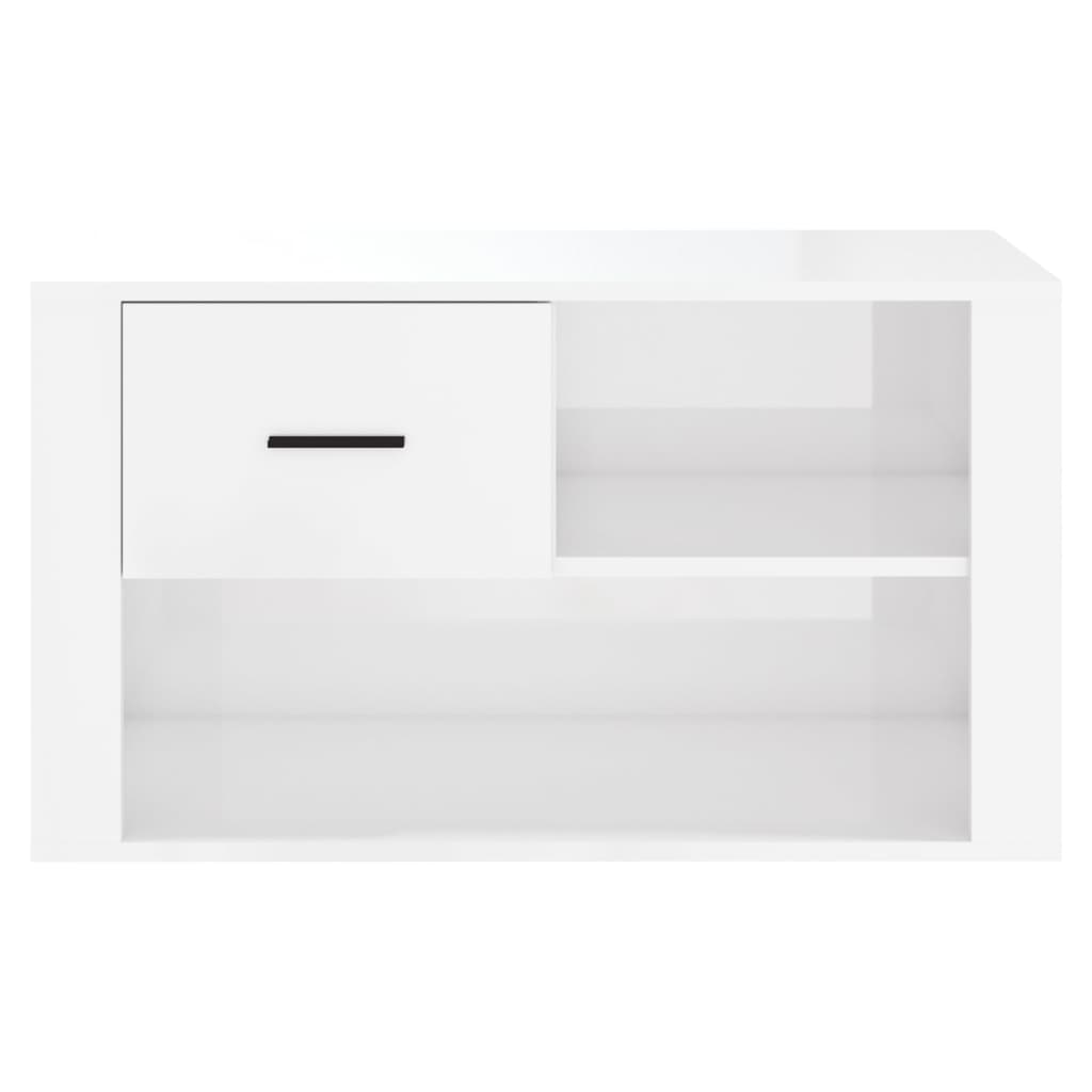 Scarpiera Bianco Lucido 80x35x45 cm in Legno Multistrato 816754