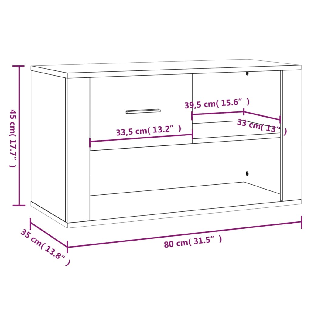 Scarpiera Grigio Cemento 80x35x45 cm in Legno Multistrato 816756