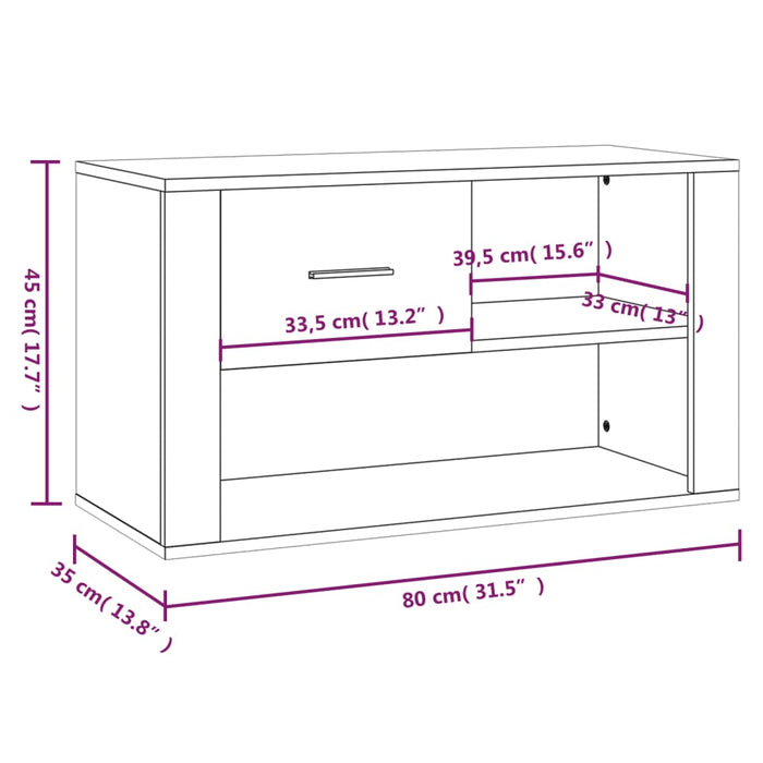 Scarpiera Grigio Sonoma 80x35x45 cm in Legno Multistrato