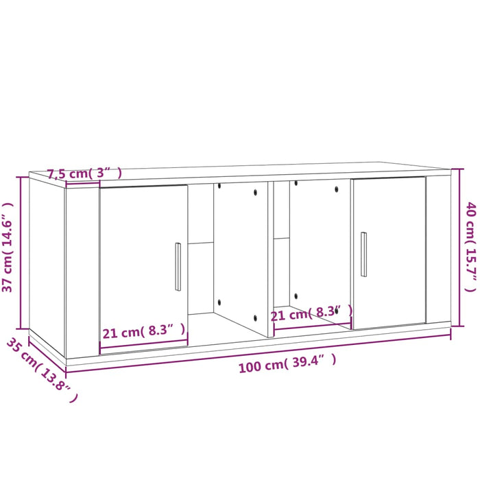 Mobile Porta TV Nero 100x35x40 cm in Legno Multistrato cod mxl 32502