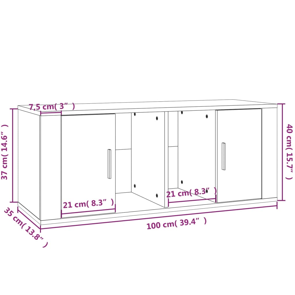 Mobile TV Rovere Fumo 100x35x40 cm in Legno Multistrato cod mxl 8003