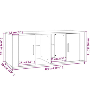 Mobile TV Rovere Fumo 100x35x40 cm in Legno Multistrato cod mxl 8003