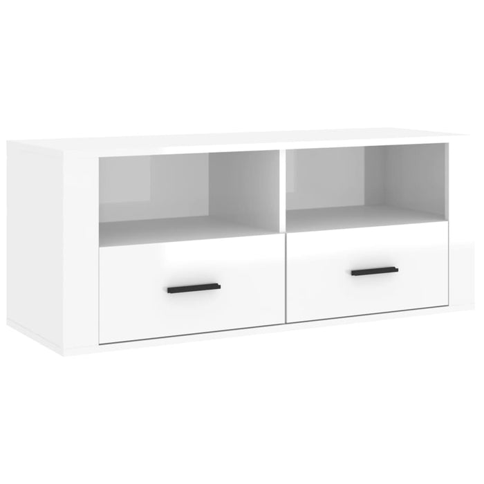 Mobile Porta TV Bianco Lucido 100x35x40 cm in Legno Multistrato cod mxl 26100