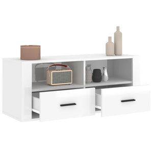 Mobile Porta TV Bianco Lucido 100x35x40 cm in Legno Multistrato cod mxl 26100