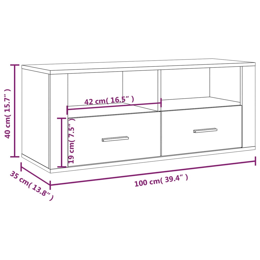 Mobile Porta TV Bianco Lucido 100x35x40 cm in Legno Multistrato cod mxl 26100