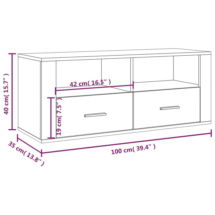 Mobile Porta TV Bianco Lucido 100x35x40 cm in Legno Multistrato cod mxl 26100