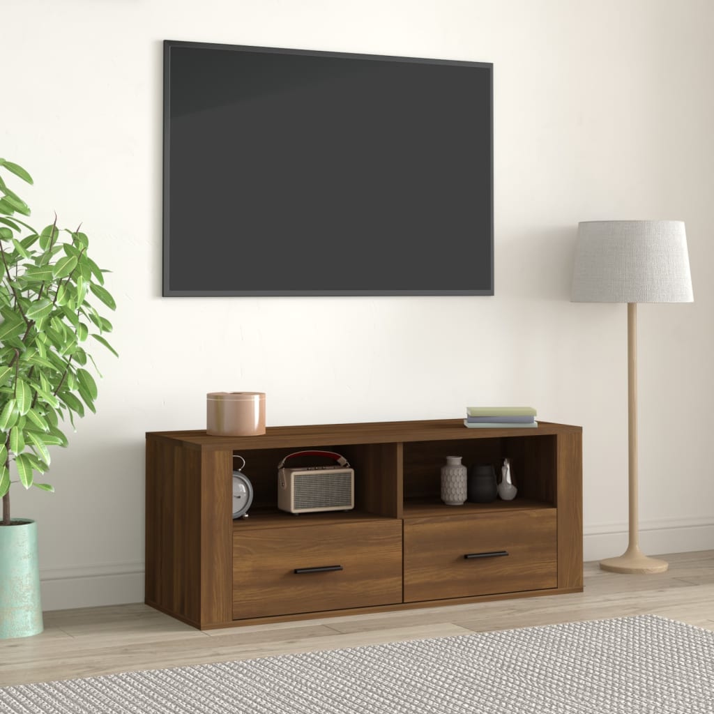 Mobile TV Rovere Marrone 100x35x40 cm in Legno Multistrato