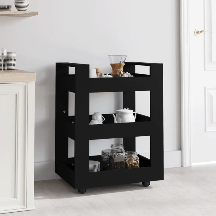 Carrello da Cucina Nero 60x45x80 cm in Legno Multistratocod mxl 130768