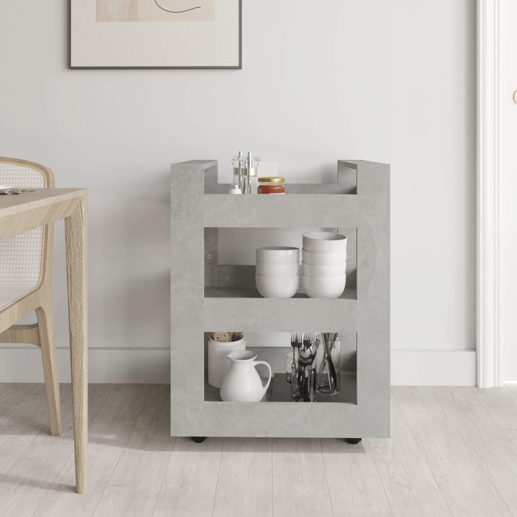 Carrello da Cucina Grigio cemento 60x45x80 cm Legno Multistrato cod mxl 66028