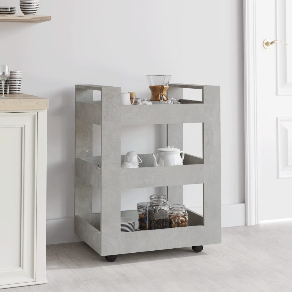 Carrello da Cucina Grigio cemento 60x45x80 cm Legno Multistrato cod mxl 66028