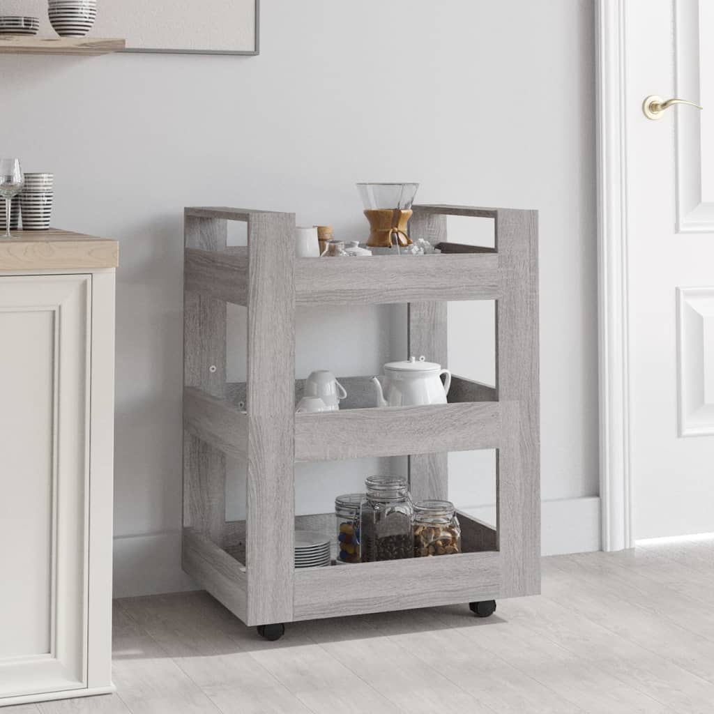 Carrello da Cucina Grigio Sonoma 60x45x80 cm Legno Multistrato cod mxl 66601