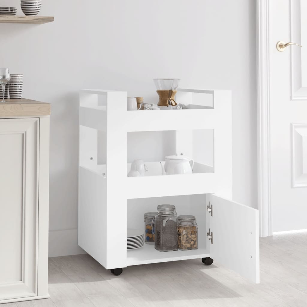 Carrello da Cucina Bianco 60x45x80 cm in Legno Multistrato 816824