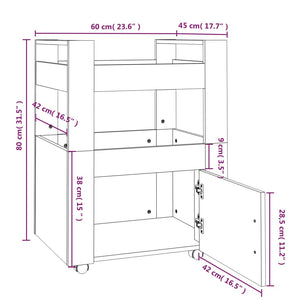 Carrello da Cucina Bianco 60x45x80 cm in Legno Multistrato 816824