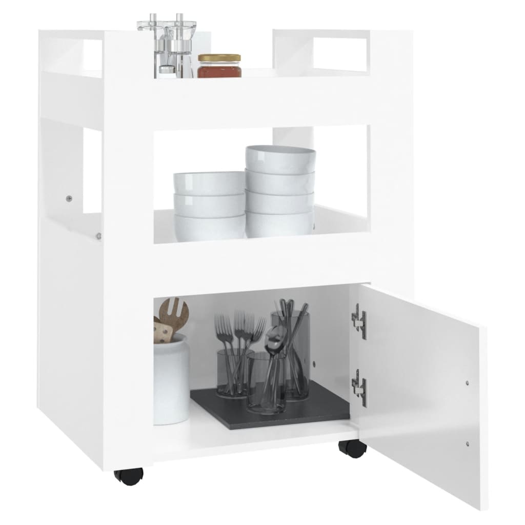 Carrello da Cucina bianco lucido 60x45x80 cm Legno Multistrato 816826