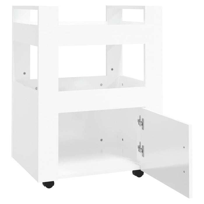 Carrello da Cucina bianco lucido 60x45x80 cm Legno Multistrato 816826