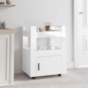 Carrello da Cucina bianco lucido 60x45x80 cm Legno Multistrato 816826