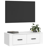 Mobile Porta TV Sospeso Bianco 80x36x25cm in Legno Multistrato 816832