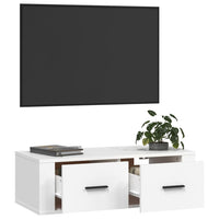 Mobile Porta TV Sospeso Bianco 80x36x25cm in Legno Multistrato 816832