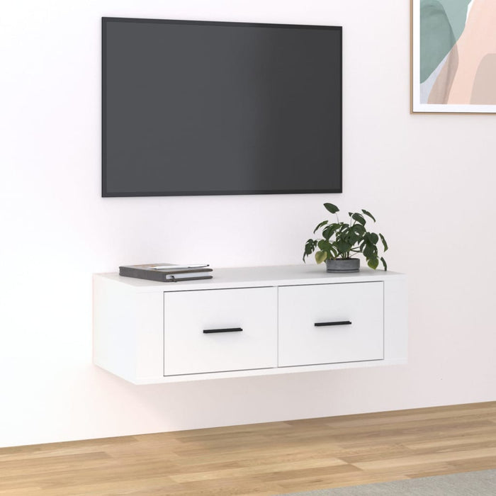 Mobile Porta TV Sospeso Bianco 80x36x25cm in Legno Multistrato 816832