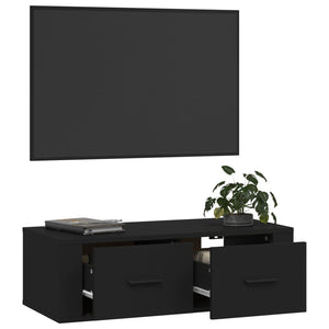 Mobile Porta TV Sospeso Nero 80x36x25 cm in Legno Multistrato cod mxl 9134