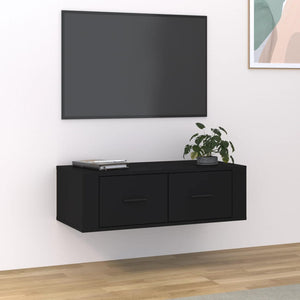 Mobile Porta TV Sospeso Nero 80x36x25 cm in Legno Multistrato cod mxl 9134