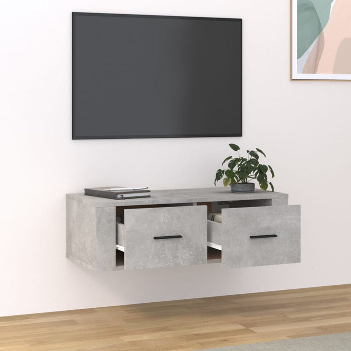 Mobile TV Pensile Grigio Cemento 80x36x25 cm Legno Multistrato cod mxl 16939