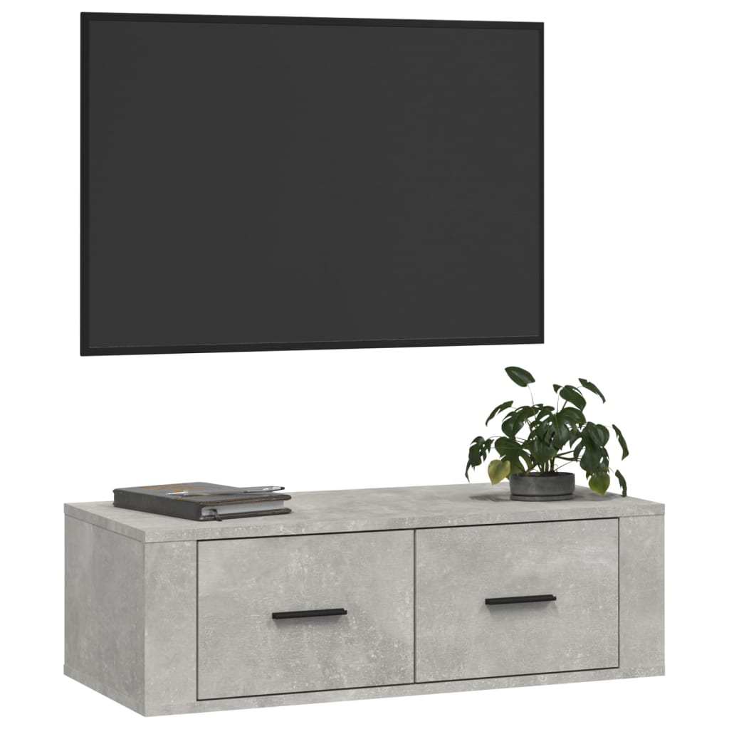 Mobile TV Pensile Grigio Cemento 80x36x25 cm Legno Multistrato cod mxl 16939