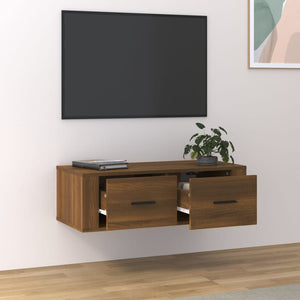 Mobile TV Pensile Rovere Marrone 80x36x25 cm Legno Multistrato