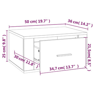 Comodino a Muro Bianco Lucido 50x36x25 cm cod mxl 30068