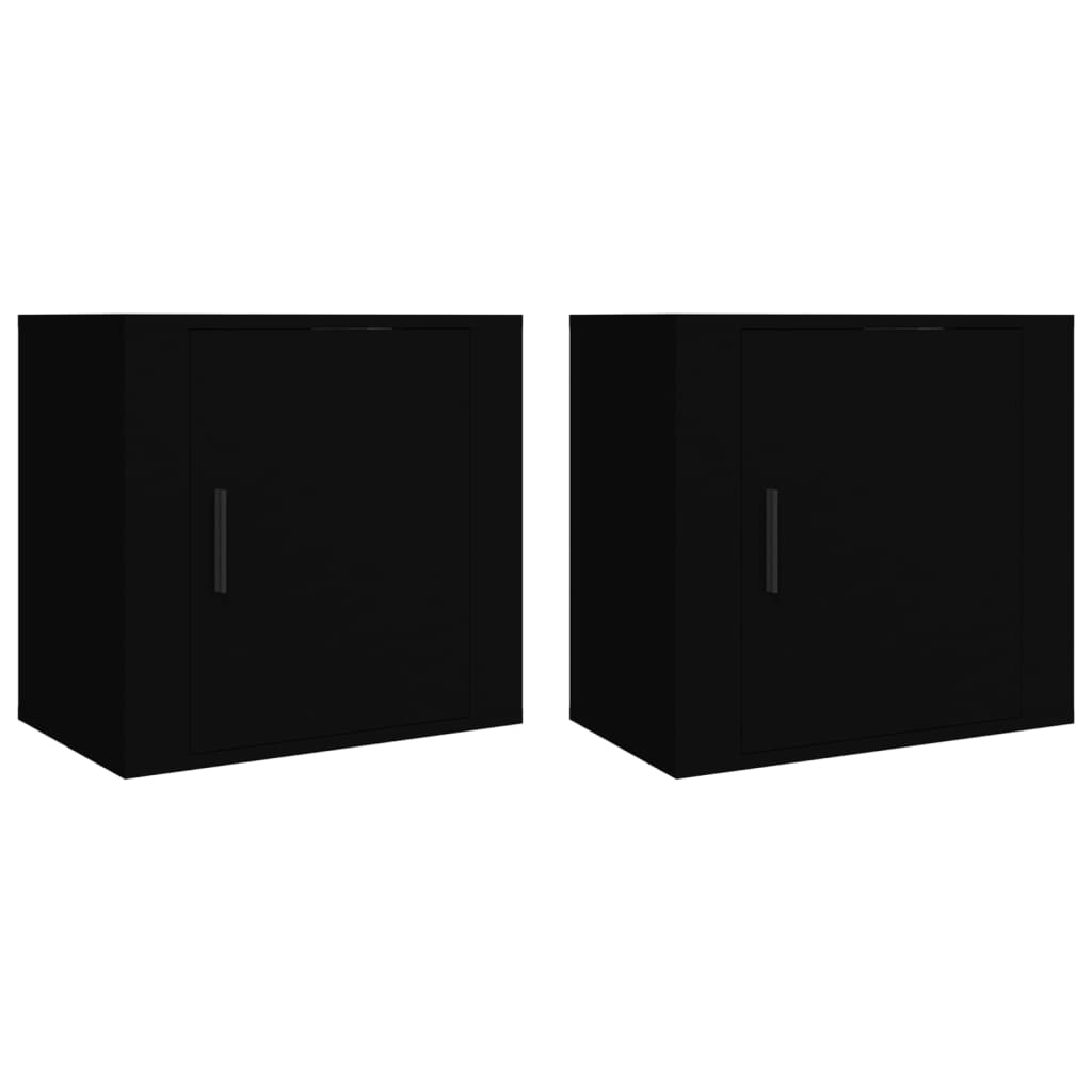 Comodini a Muro 2 pz Nero 50x30x47 cm cod mxl 29938