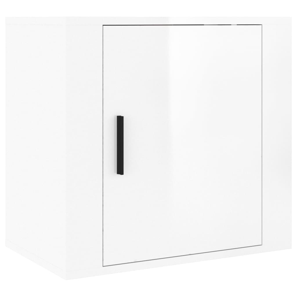 Comodino a Muro Bianco Lucido 50x30x47 cm 816868